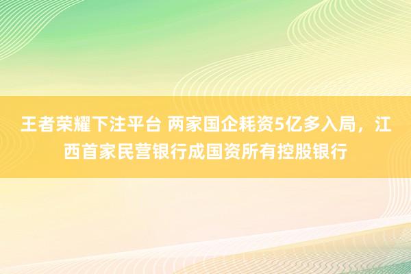 王者荣耀下注平台 两家国企耗资5亿多入局，江西首家民营银行成国资所有控股银行