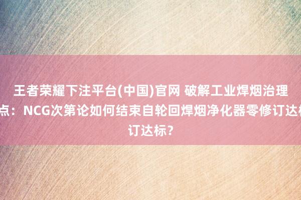 王者荣耀下注平台(中国)官网 破解工业焊烟治理痛点：NCG次第论如何结束自轮回焊烟净化器零修订达标？
