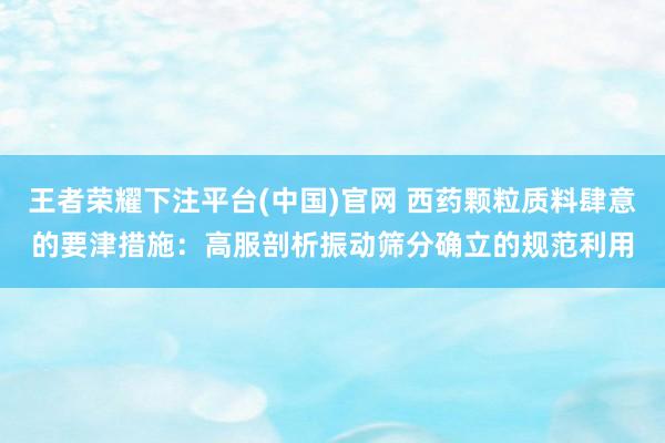 王者荣耀下注平台(中国)官网 西药颗粒质料肆意的要津措施：高服剖析振动筛分确立的规范利用