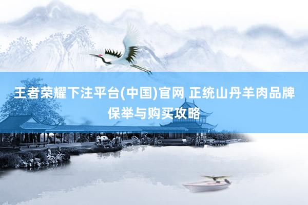 王者荣耀下注平台(中国)官网 正统山丹羊肉品牌保举与购买攻略