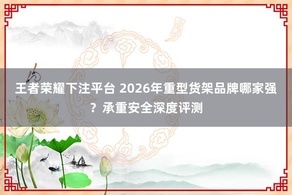 王者荣耀下注平台 2026年重型货架品牌哪家强？承重安全深度评测