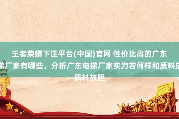 王者荣耀下注平台(中国)官网 性价比高的广东电梯厂家有哪些，分析广东电梯厂家实力若何样和质料放胆