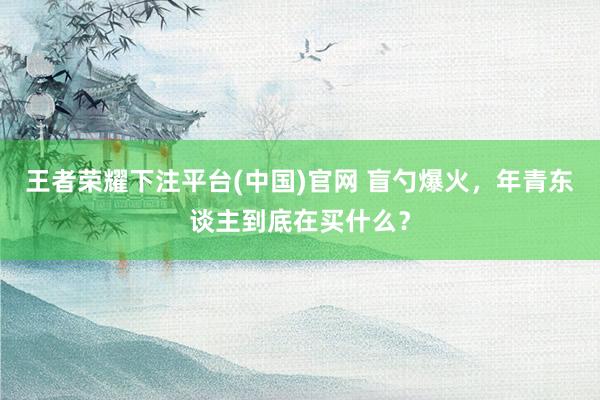 王者荣耀下注平台(中国)官网 盲勺爆火，年青东谈主到底在买什么？