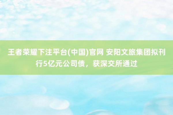 王者荣耀下注平台(中国)官网 安阳文旅集团拟刊行5亿元公司债，获深交所通过