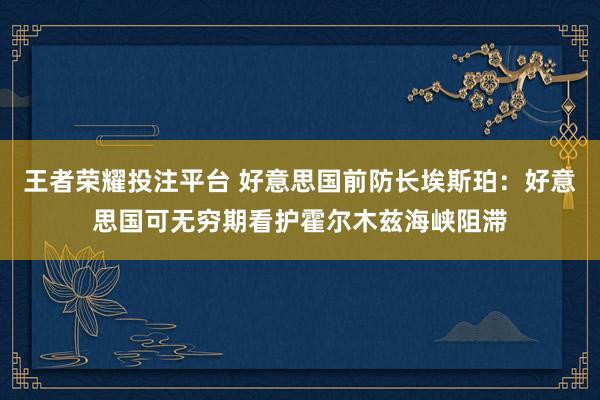 王者荣耀投注平台 好意思国前防长埃斯珀：好意思国可无穷期看护霍尔木兹海峡阻滞