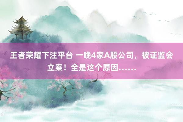 王者荣耀下注平台 一晚4家A股公司，被证监会立案！全是这个原因……