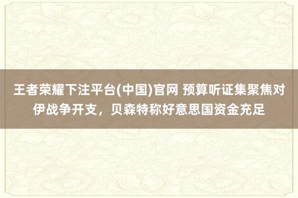 王者荣耀下注平台(中国)官网 预算听证集聚焦对伊战争开支，贝森特称好意思国资金充足